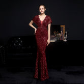 Beaded Collar Trumpet Formal Evening Dress - FashionByTeresa